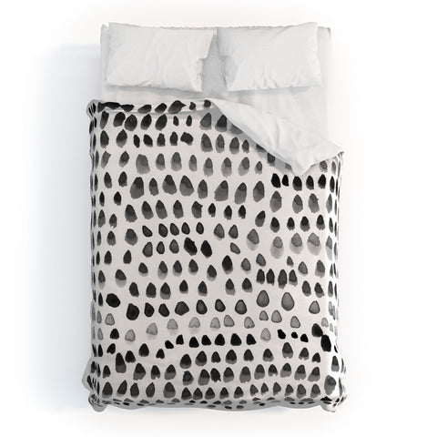Iris Lehnhardt painted dots black Duvet Cover