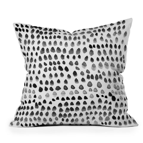 Iris Lehnhardt painted dots black Outdoor Throw Pillow