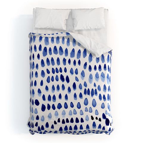 Iris Lehnhardt painted dots blue Duvet Cover