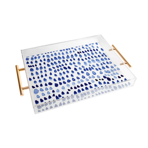 Iris Lehnhardt painted dots blue Acrylic Tray