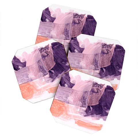 Iris Lehnhardt peach fuzz and purple Coaster Set
