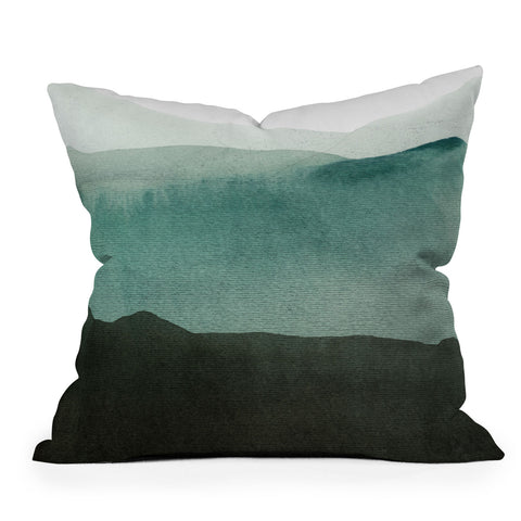 Iris Lehnhardt Valleys deep mountains high Outdoor Throw Pillow