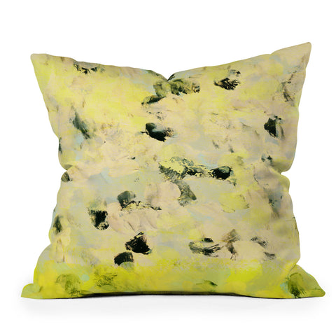 Iris Lehnhardt yellow mellow dots Outdoor Throw Pillow