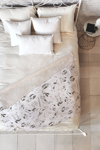 Isa Zapata Doxie Fleece Throw Blanket