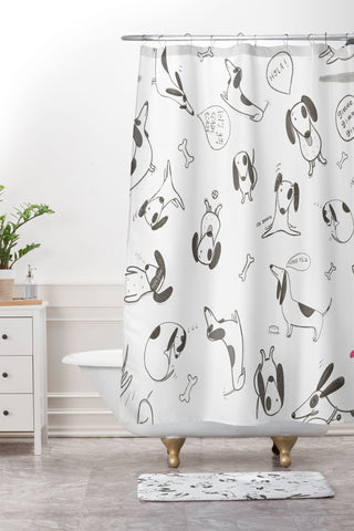 Isa Zapata Doxie Shower Curtain And Mat