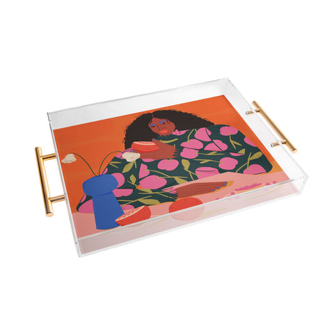 isabelahumphrey Still Life of a Woman with Dessert and Fruit Acrylic Tray