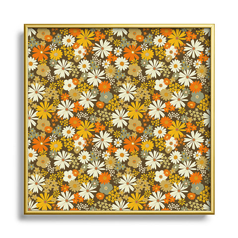 Iveta Abolina 70s Florals Square Metal Framed Art Print