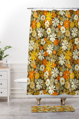 Iveta Abolina 70s Florals Shower Curtain And Mat