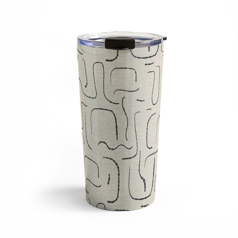 Iveta Abolina Abstract Lines Gray Travel Mug