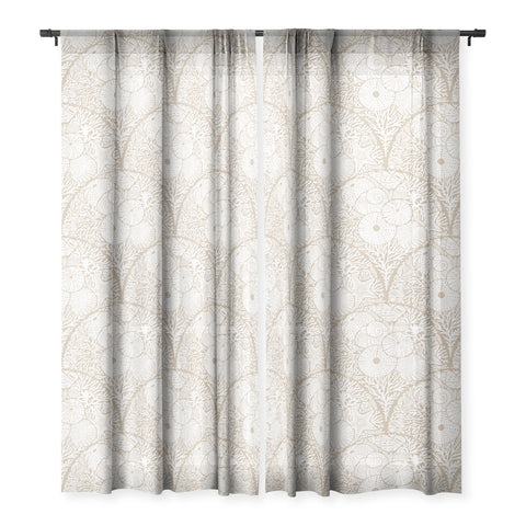 Iveta Abolina Arched Corals White on Beige Sheer Window Curtain