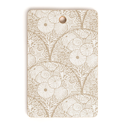 Iveta Abolina Arched Corals White on Beige Cutting Board Rectangle