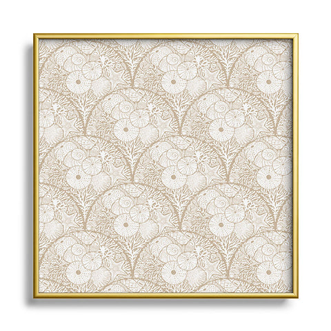Iveta Abolina Arched Corals White on Beige Square Metal Framed Art Print