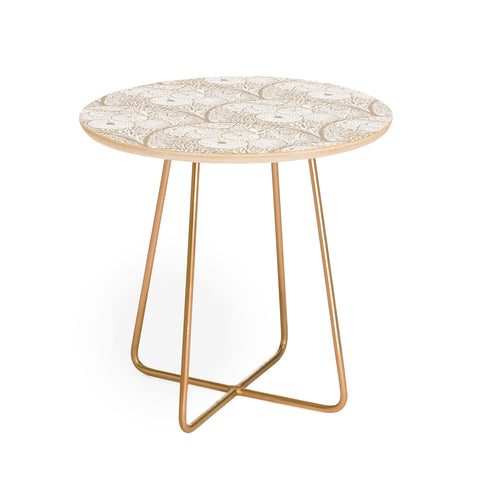 Iveta Abolina Arched Corals White on Beige Round Side Table