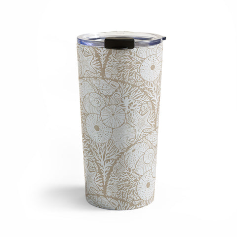 Iveta Abolina Arched Corals White on Beige Travel Mug