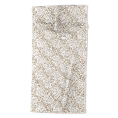 Iveta Abolina Arched Corals White on Beige Beach Towel