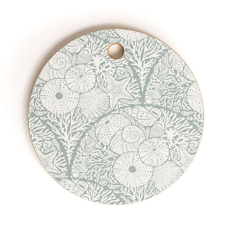 Iveta Abolina Arched Corals White on Teal Cutting Board Round