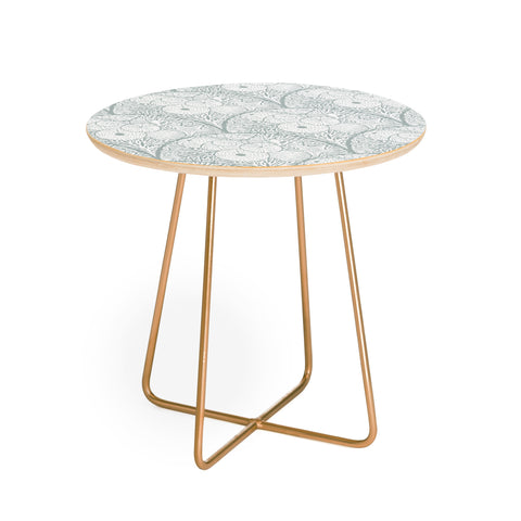 Iveta Abolina Arched Corals White on Teal Round Side Table
