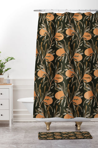 Iveta Abolina Banksia Brown Shower Curtain And Mat