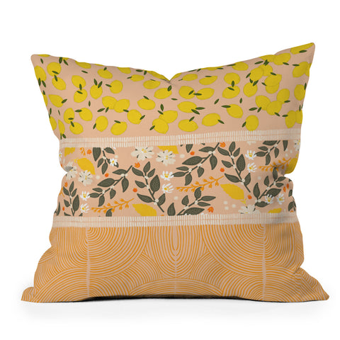 Iveta Abolina Benoite Blush Lemons Outdoor Throw Pillow