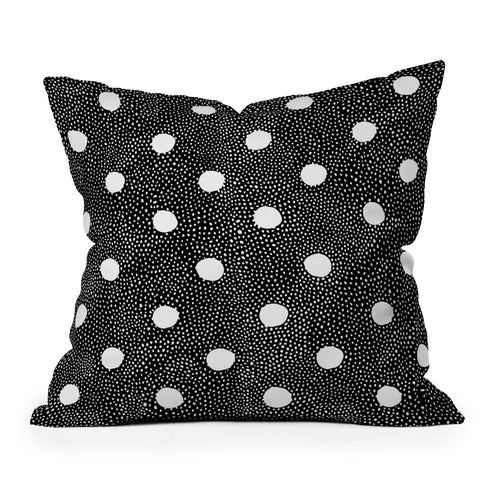 Iveta Abolina Black Polka Outdoor Throw Pillow
