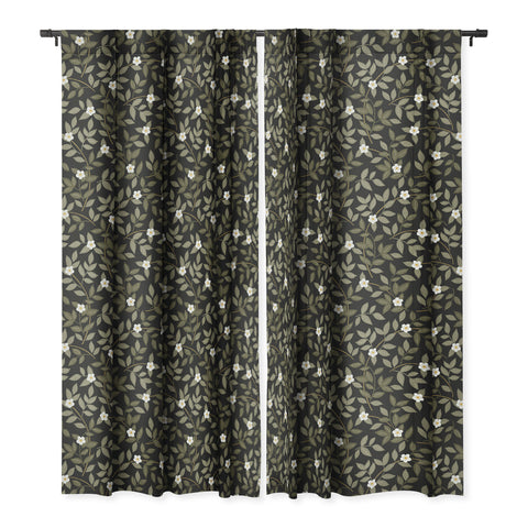 Iveta Abolina Blooming Vines Black Blackout Window Curtain