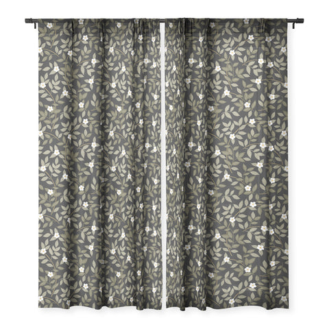 Iveta Abolina Blooming Vines Black Sheer Window Curtain