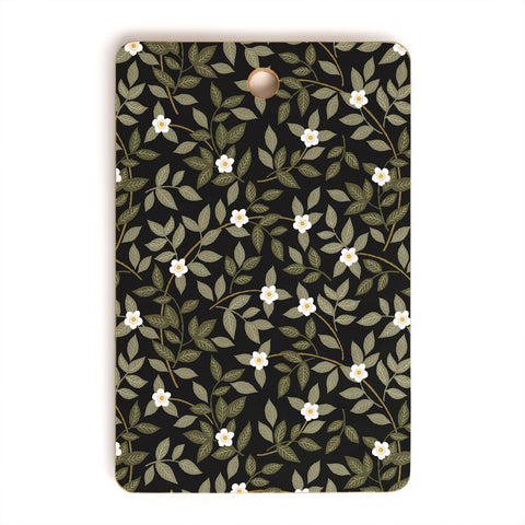 Iveta Abolina Blooming Vines Black Cutting Board Rectangle