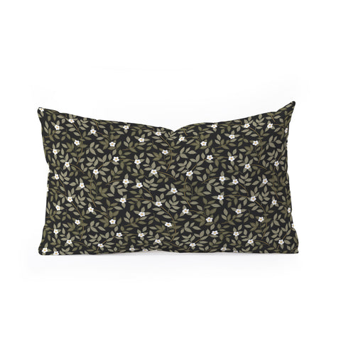 Iveta Abolina Blooming Vines Black Oblong Throw Pillow