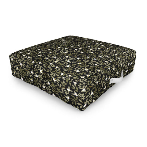Iveta Abolina Blooming Vines Black Outdoor Floor Cushion