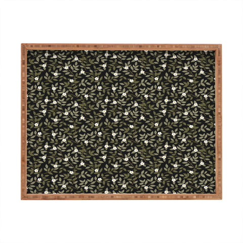 Iveta Abolina Blooming Vines Black Rectangular Tray