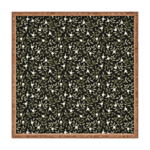 Iveta Abolina Blooming Vines Black Square Tray