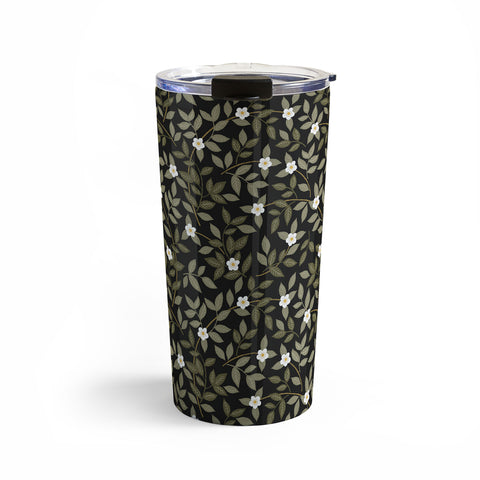 Iveta Abolina Blooming Vines Black Travel Mug