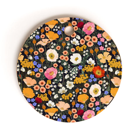 Iveta Abolina Blooming Wildflower Garden Cutting Board Round