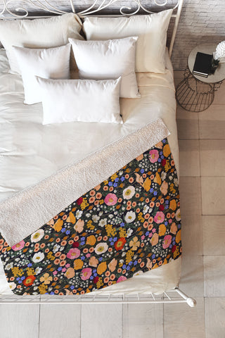 Iveta Abolina Blooming Wildflower Garden Fleece Throw Blanket