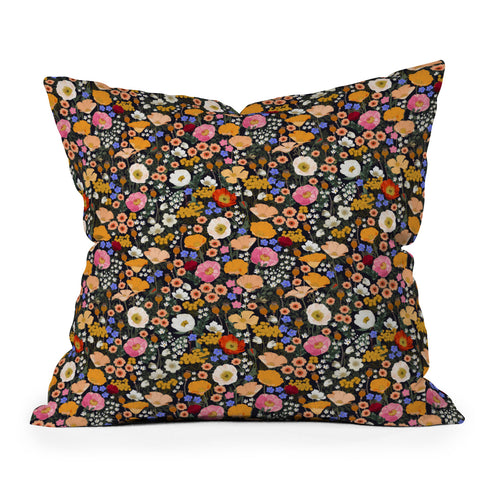 Iveta Abolina Blooming Wildflower Garden Throw Pillow