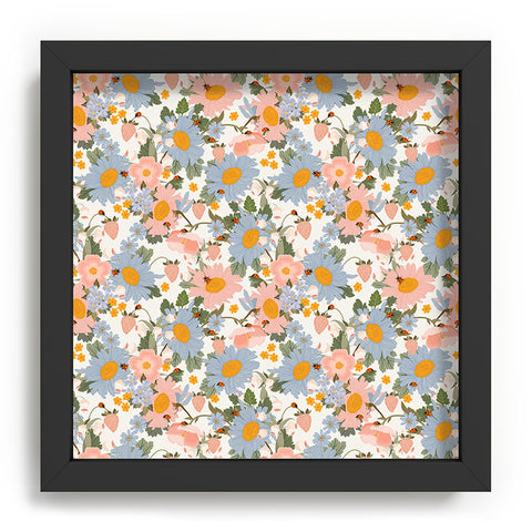 Iveta Abolina Blue Daisy Garden Cream Recessed Framing Square