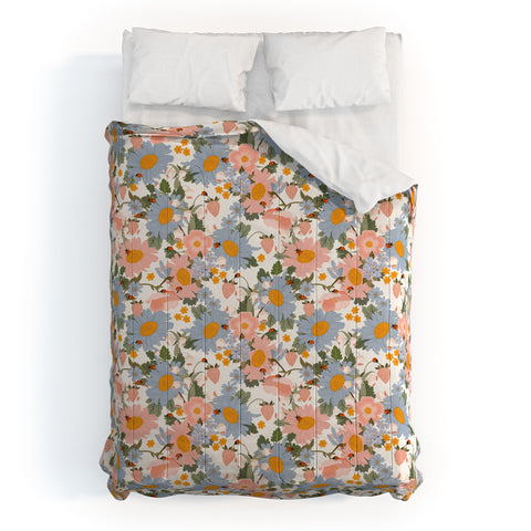 Iveta Abolina Blue Daisy Garden Cream Comforter