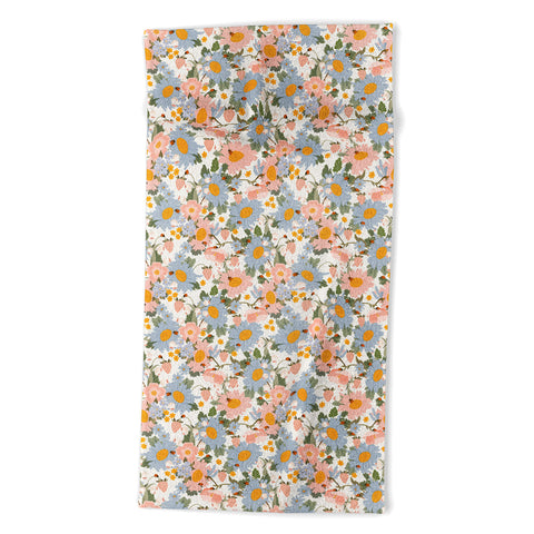 Iveta Abolina Blue Daisy Garden Cream Beach Towel