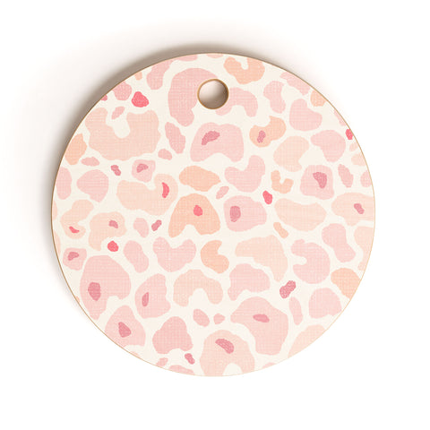 Iveta Abolina Blush Coral Leopard Cutting Board Round