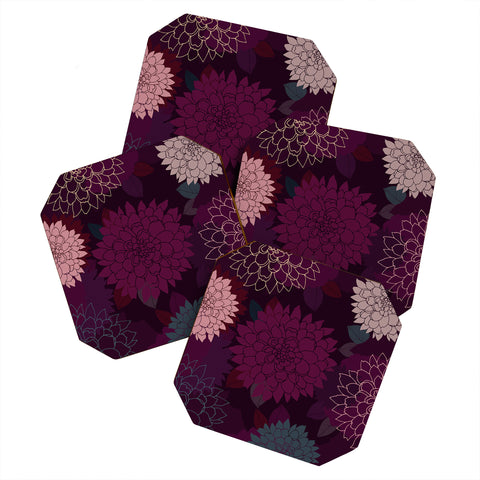 Iveta Abolina Burgundy Rose Coaster Set
