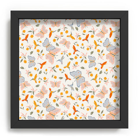 Iveta Abolina Butterflies and Colibri Cream Recessed Framing Square