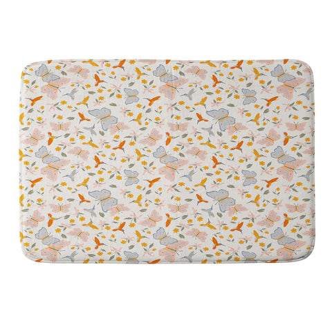 Iveta Abolina Butterflies and Colibri Cream Memory Foam Bath Mat