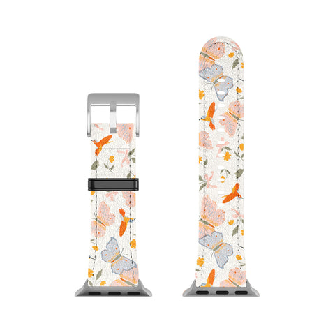Iveta Abolina Butterflies and Colibri Cream Apple Watch Band