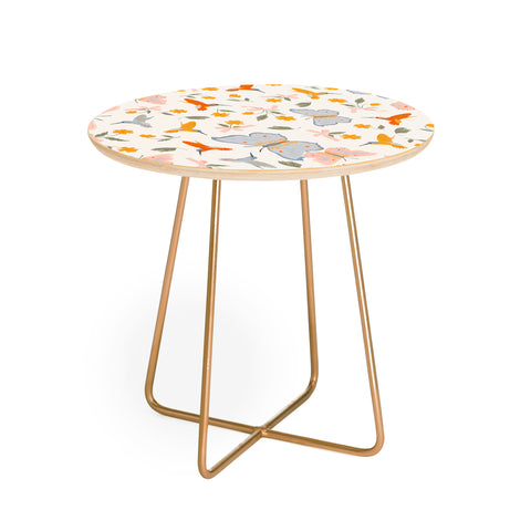Iveta Abolina Butterflies and Colibri Cream Round Side Table