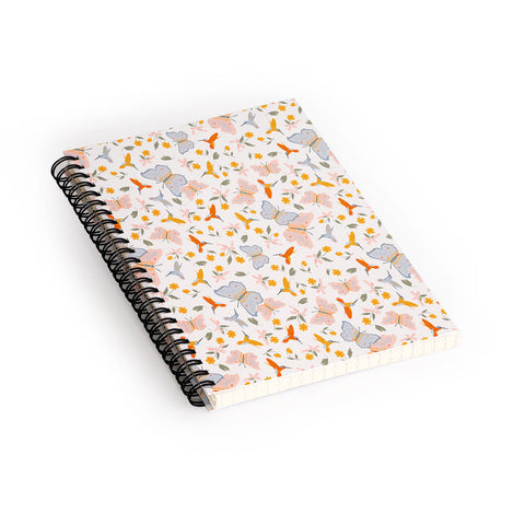 Iveta Abolina Butterflies and Colibri Cream Spiral Notebook