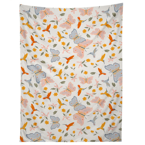 Iveta Abolina Butterflies and Colibri Cream Tapestry