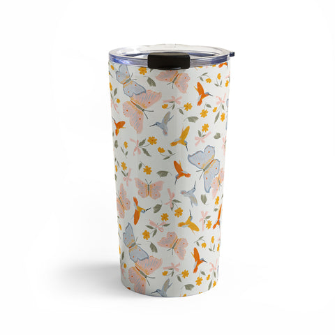 Iveta Abolina Butterflies and Colibri Cream Travel Mug