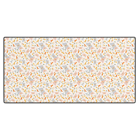 Iveta Abolina Butterflies and Colibri Cream Desk Mat
