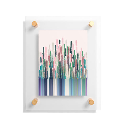 Iveta Abolina Cacti Stripe Pastel Floating Acrylic Print