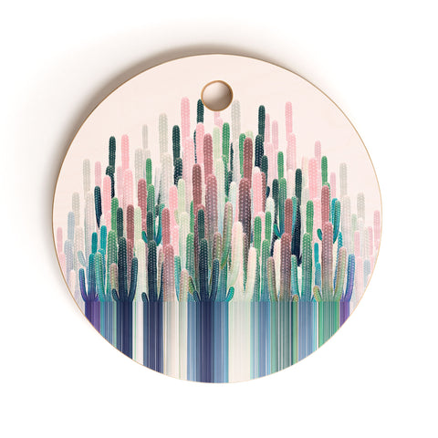 Iveta Abolina Cacti Stripe Pastel Cutting Board Round
